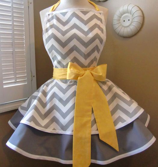 gray chevron apron