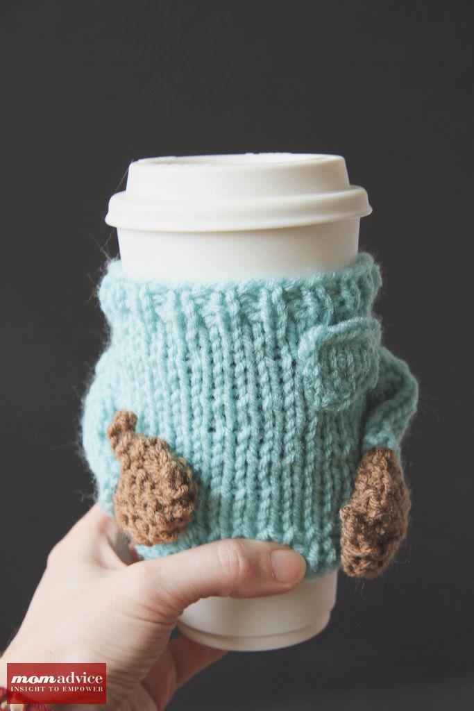 How to Make Knitted Sweater Coffee Cozies from MomAdvice.com
