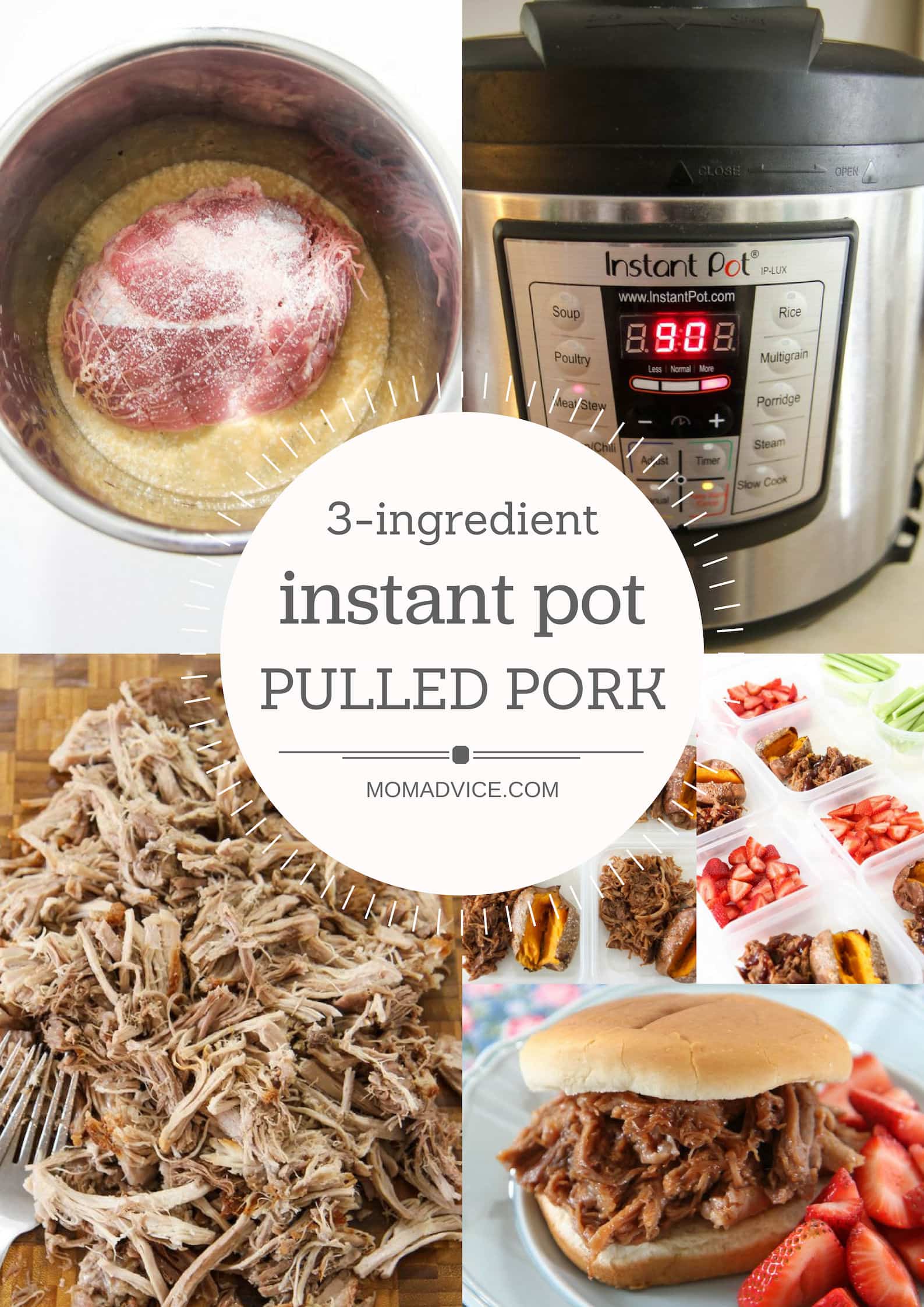 3-Ingredient Instant Pot Pulled Pork from MomAdvice.com