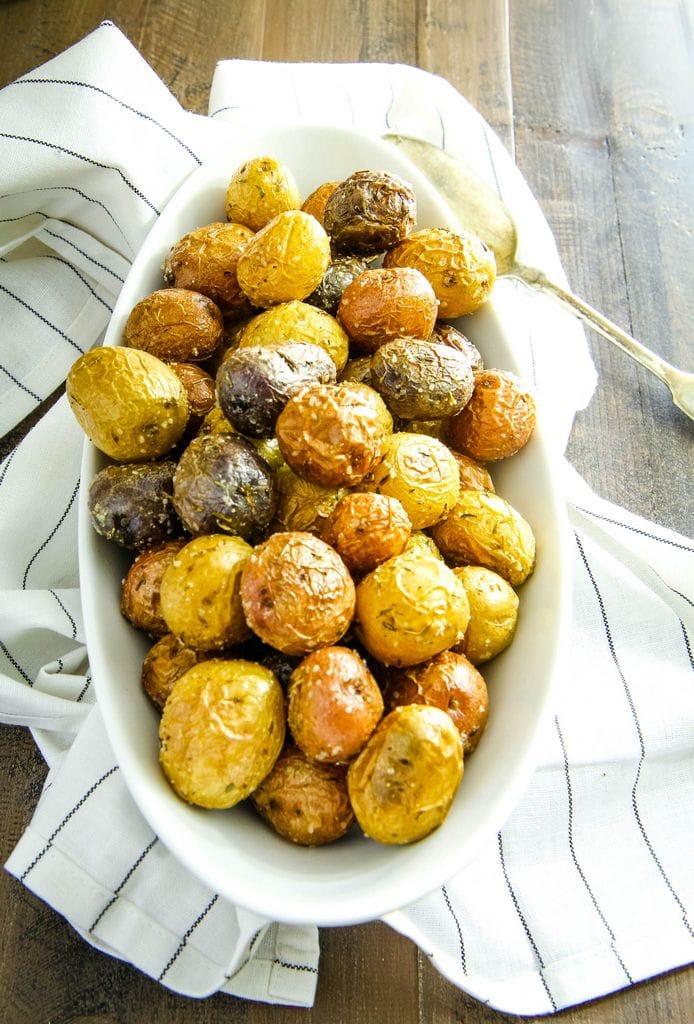 bowl of roasted baby potatoes
