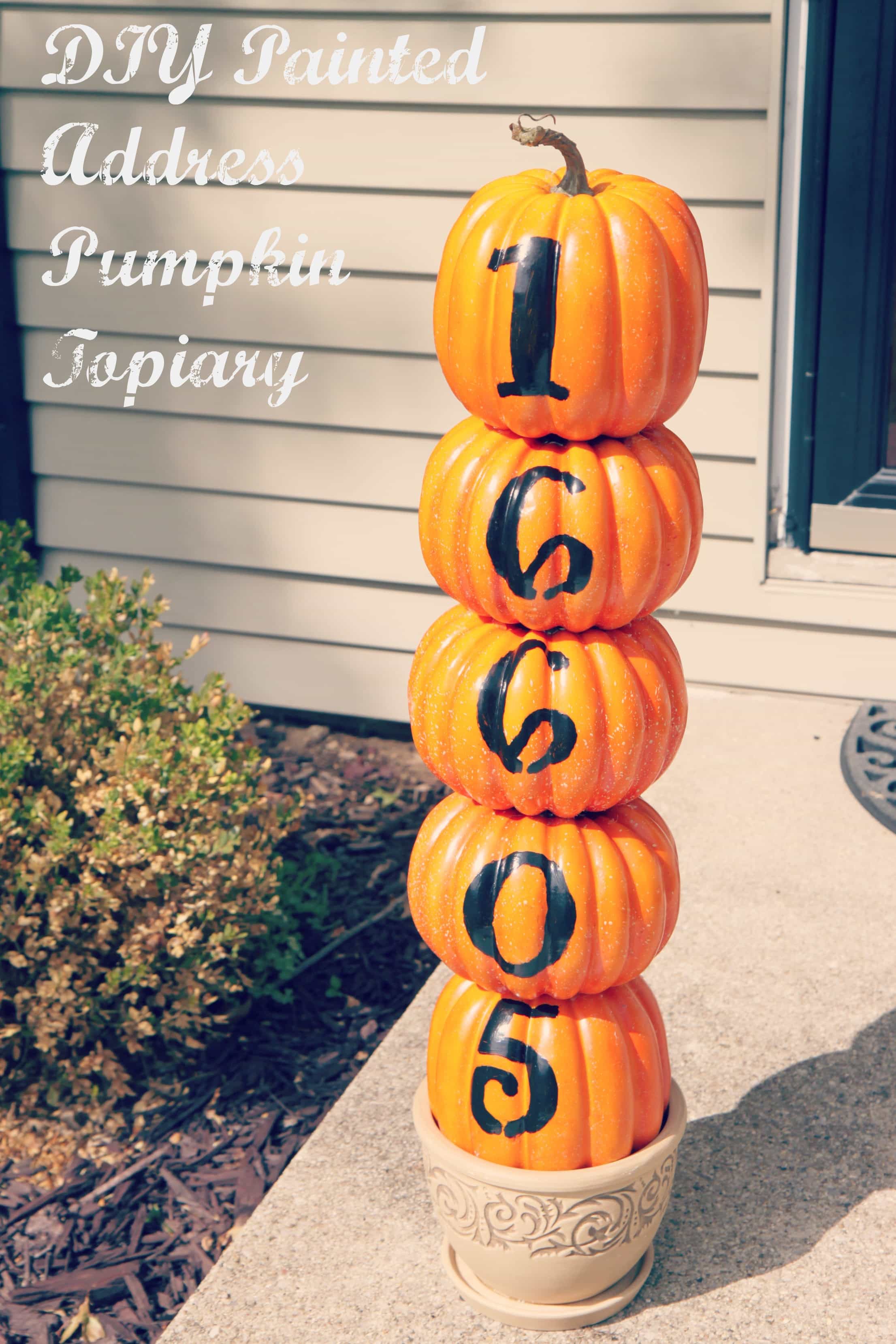 Painted Address Pumpkin Topiary