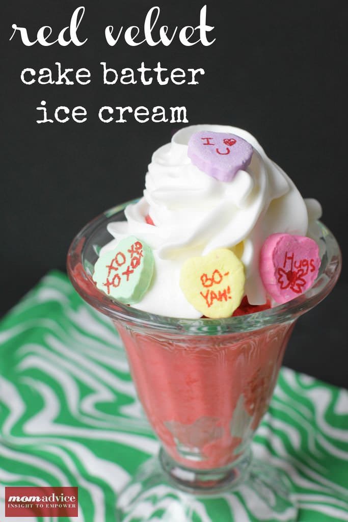 Red Velvet Cake Batter Ice Cream With DIY Conversation Heart ...