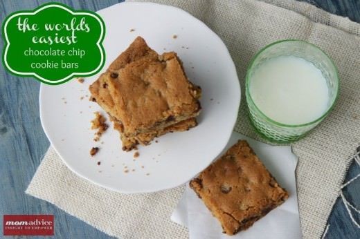 Chocolate chip cookie bars from MomAdvice.com