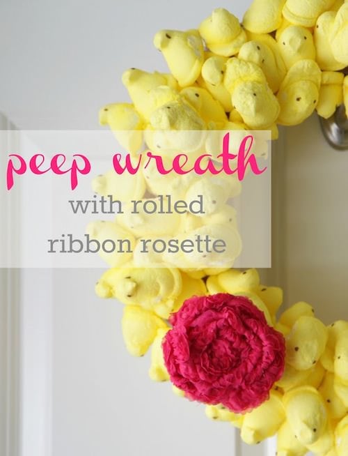 DIY Peep Wreath With Rolled Rosette
