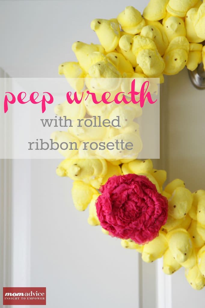 DIY Peep Wreath  With Rolled Ribbon Rosette