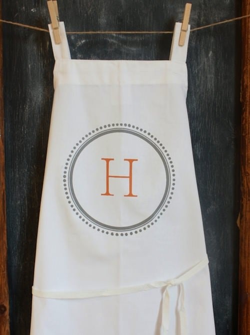 monogrammed apron