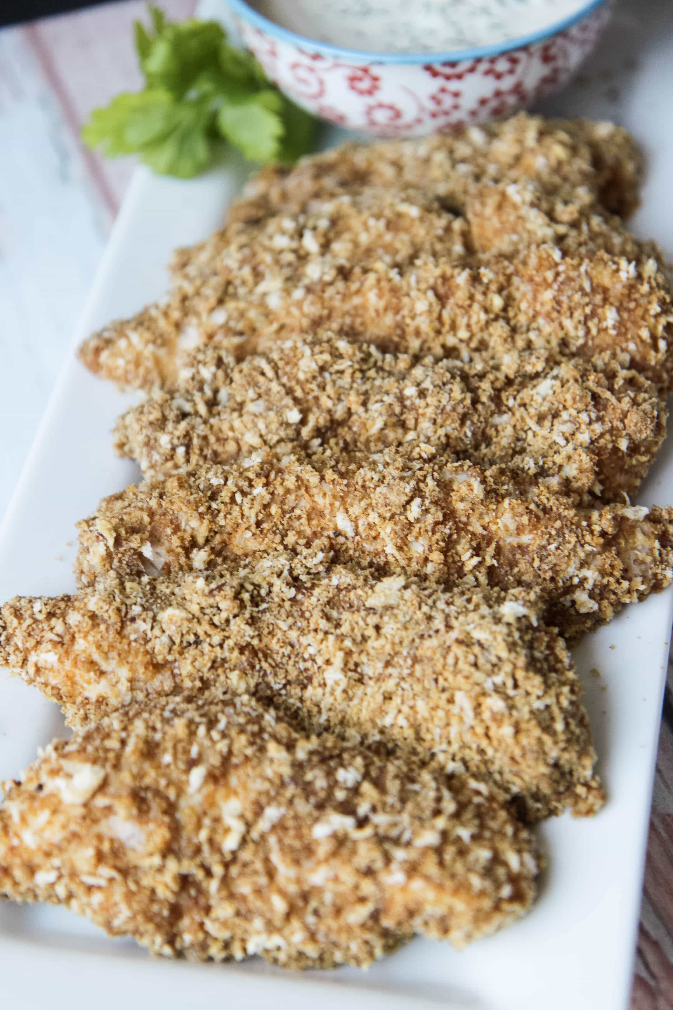 Pecan-Crusted Chicken Tenders With Yogurt Dill Dip - MomAdvice