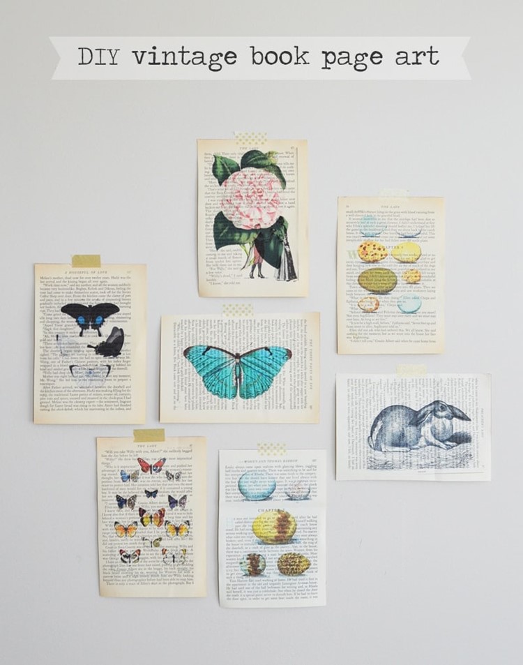 DIY Vintage Book Page Art from MomAdvice.com
