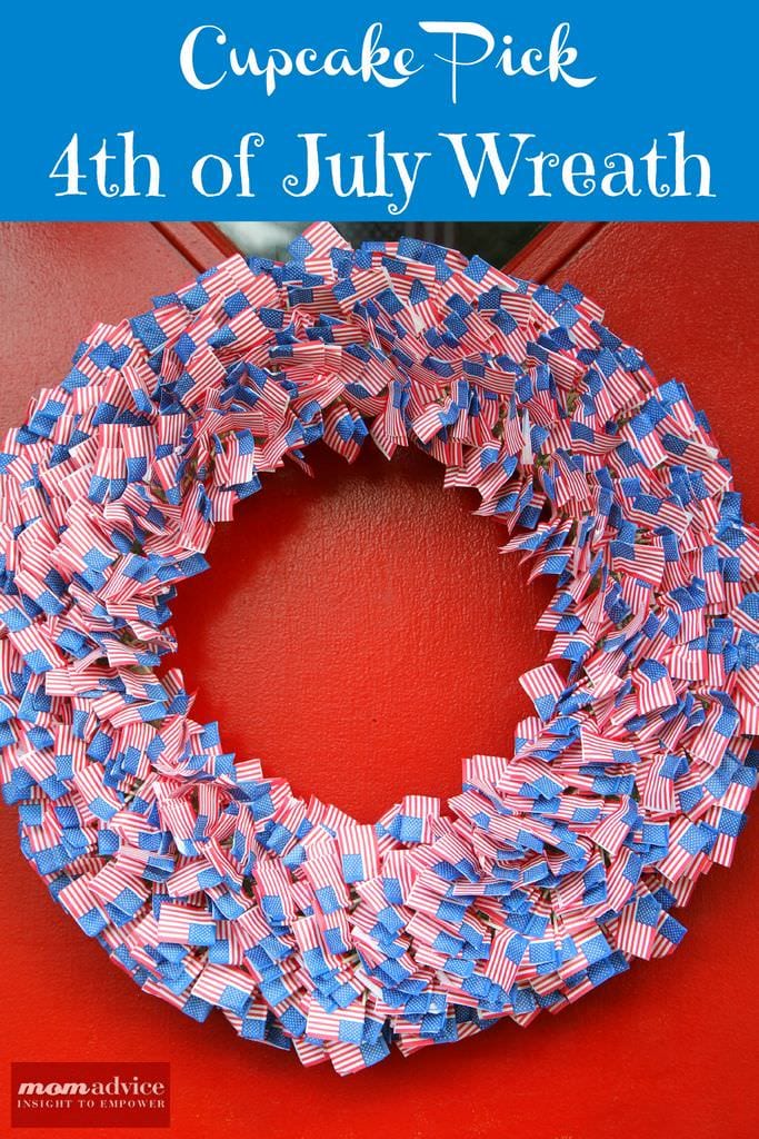 4th of July Flag Cupcake Pick Wreath & Easy Flag Bunting