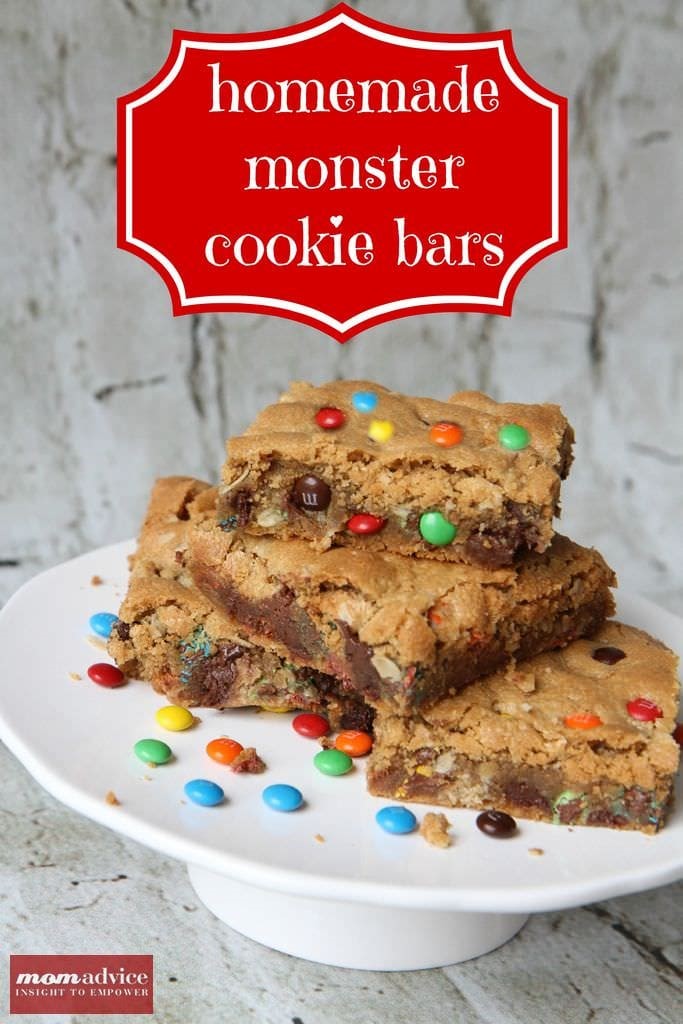 Monster Cookie Bars & Printables from MomAdvice.com.