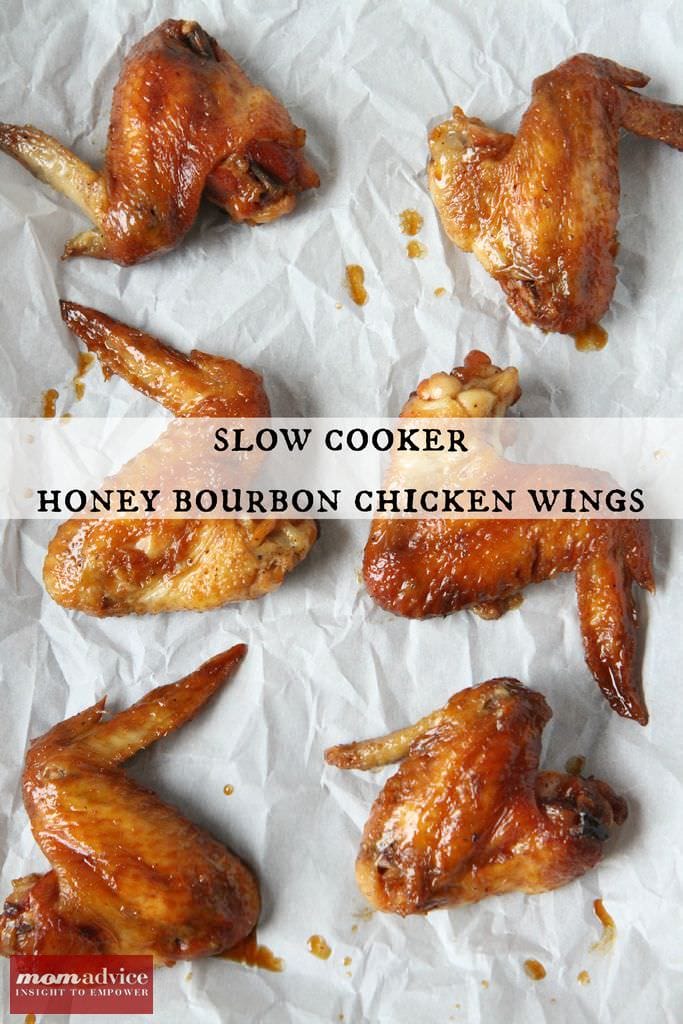 Slow Cooker Honey Bourbon Chicken Wings from MomAdvice.com.
