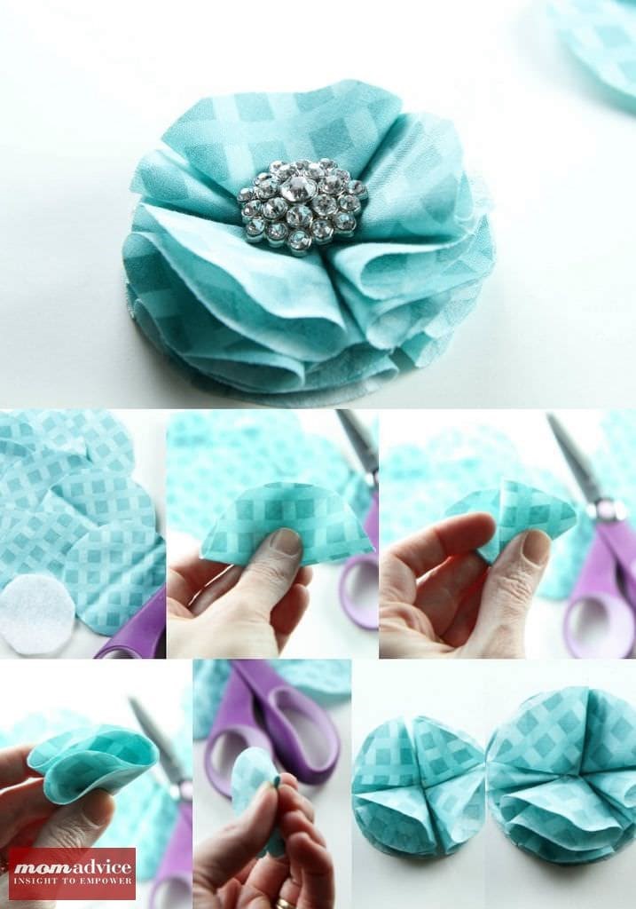 DIY Slippers With Interchangeable Fabric Flowers from MomAdvice.com.
