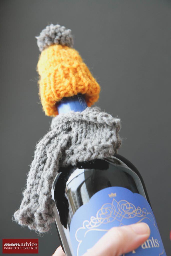 Knitted Wine Bottle Hat and Scarf from MomAdvice.com