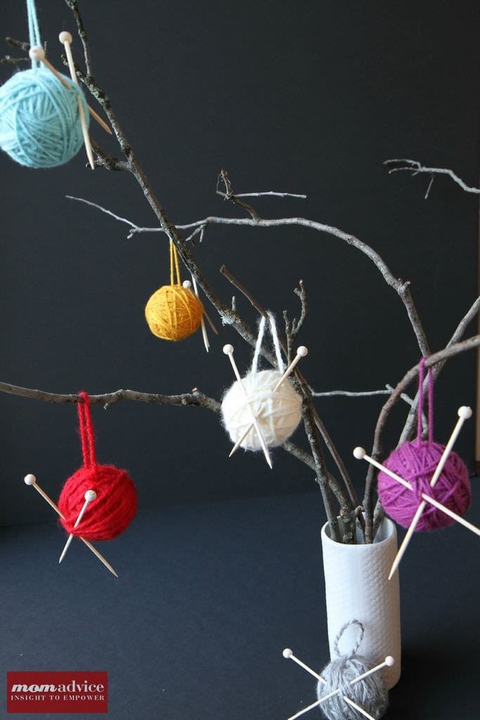 Easy Yarn Ball Ornaments from MomAdvice.com