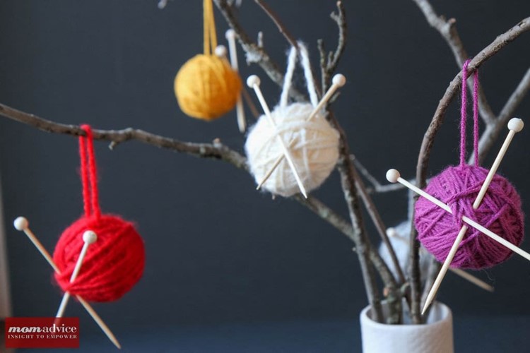 Easy Yarn Ball Ornaments from MomAdvice.com