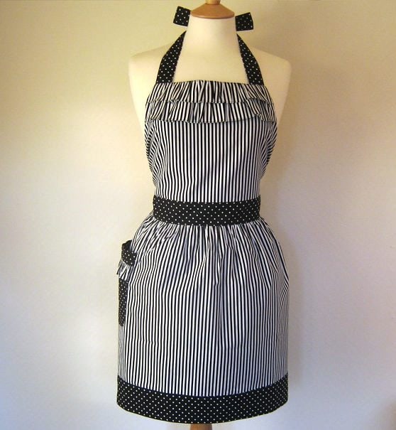 black ruffle apron
