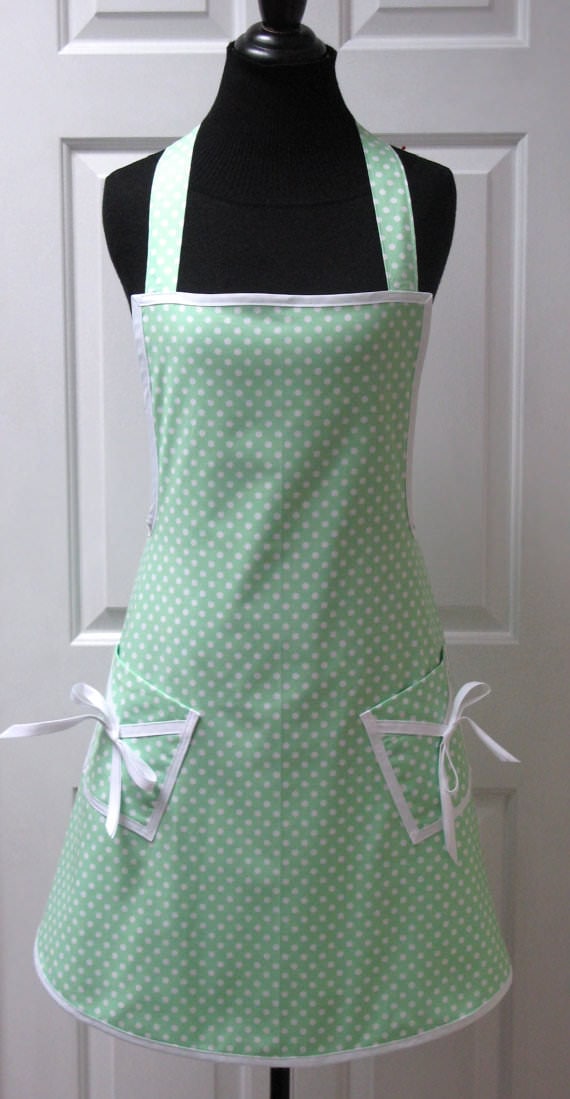 green polka dot apron