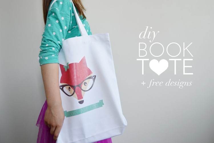 DIY Book Tote with free printable designs