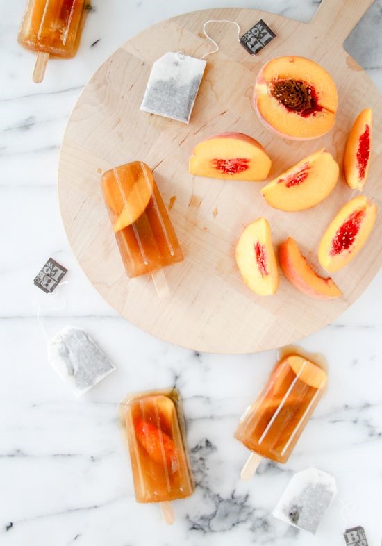Peach Iced Tea Popsicles via Paper N Stitch