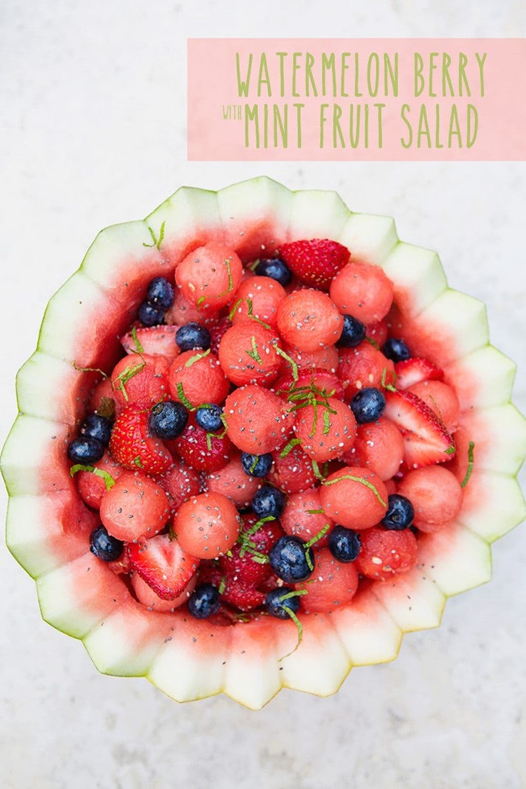 Mint Watermelon Berry Fruit Salad via MomAdvice.com