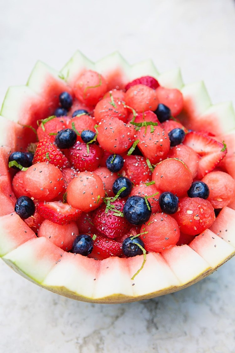Mint Watermelon Berry Fruit Salad via MomAdvice.com