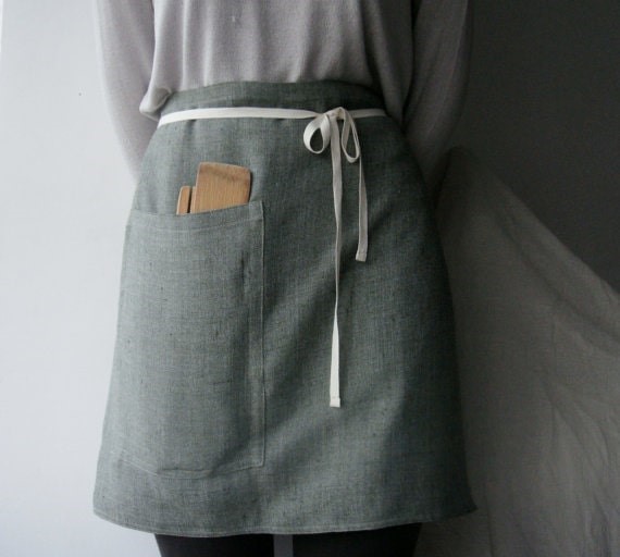 Linen half apron via Etsy