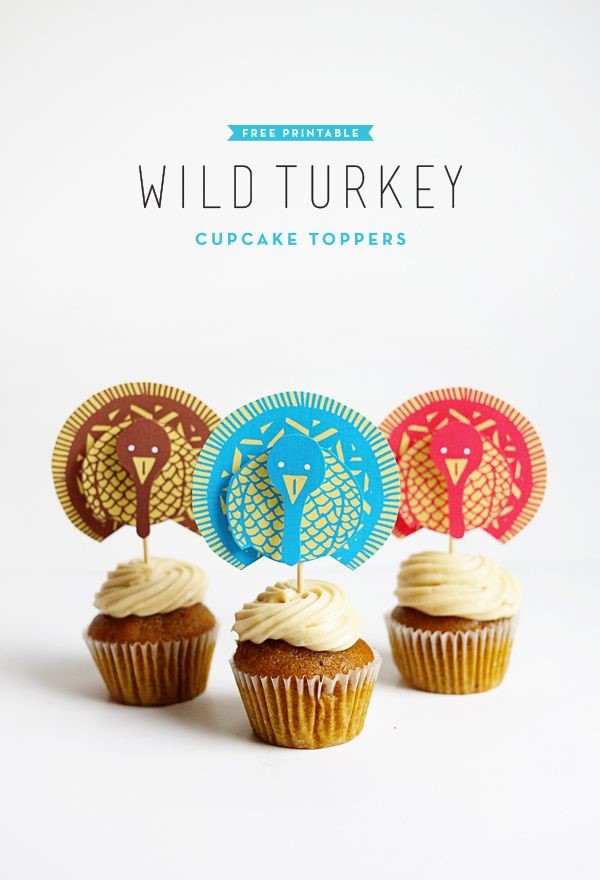 Turkey Cupcake Toppers via Oh Happy Day