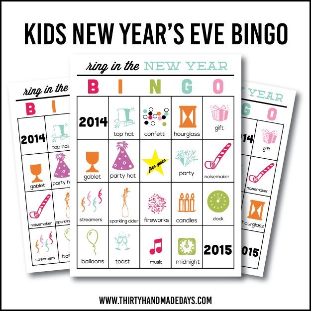 Kids NYE Bingo via Thirty Handmade Days