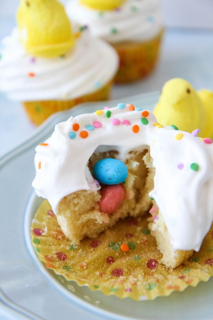 Easter Surprise Peeps Cupcakes