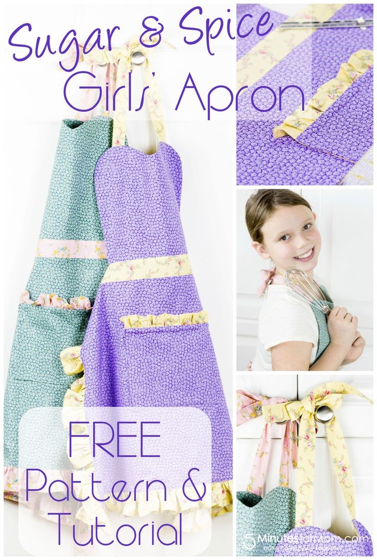 Girls apron pattern via 5 Minutes for Mom