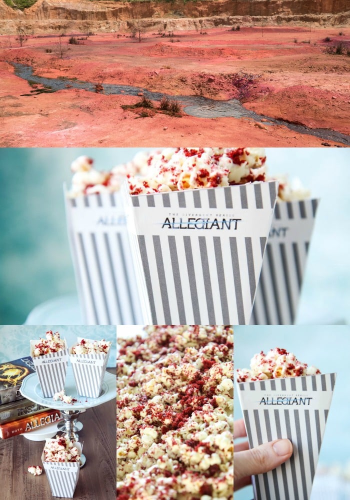 Red Velvet Popcorn Recipe With Free Allegiant Movie Popcorn Box Printables (from The Divergent Series). 