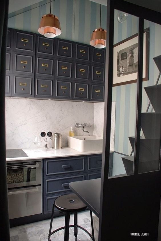 Tiny kitchen with style via Apartment Therapy