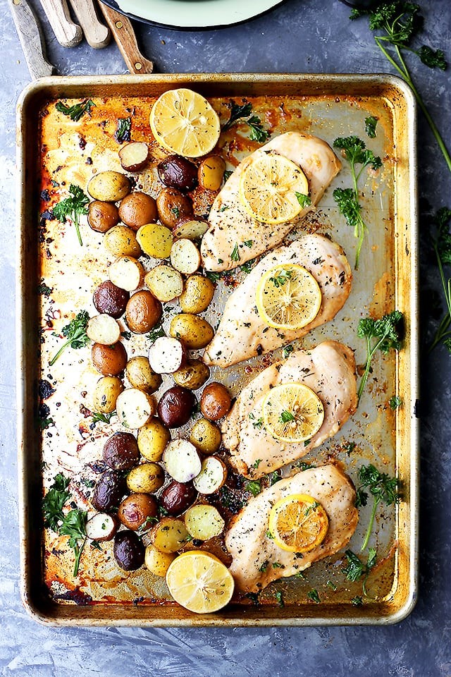 one-sheet-pan-honey-garlic-lemon-chicken-with-potatoes