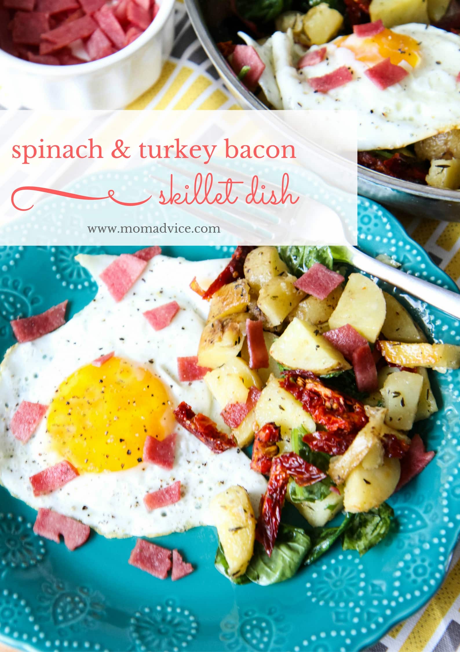 Spinach and Turkey Bacon Skillet Dish from MomAdvice.com