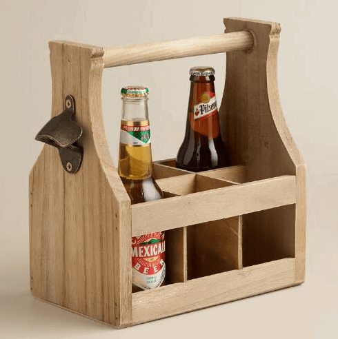 Wooden Bottle Caddy With Opener