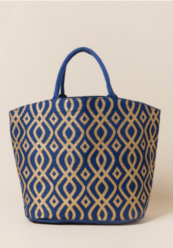 gold swirl print beach tote