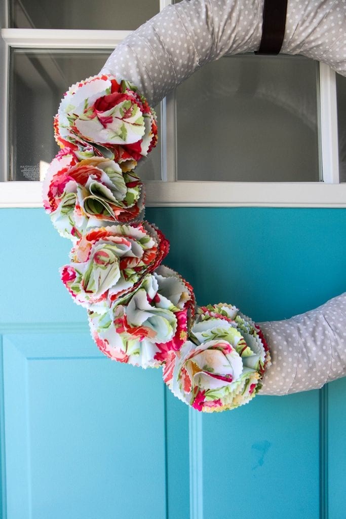 Fabric Flower Wreath for Spring from MomAdvice.com