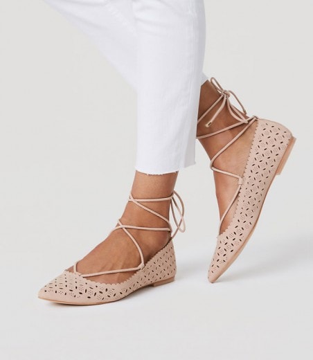 Cut Out Lace Up Flats
