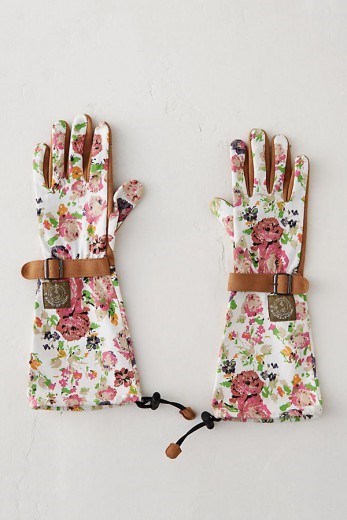 Floral Twill Garden Gloves