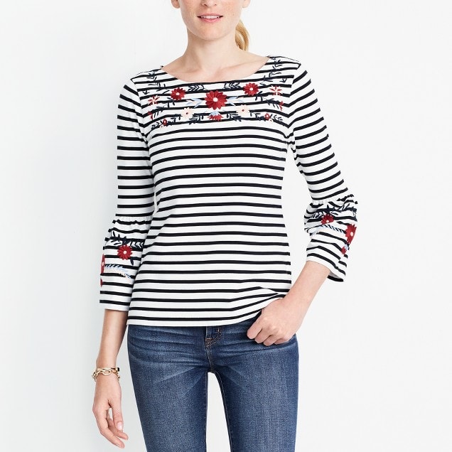 Bell Sleeve Embroidered Tee