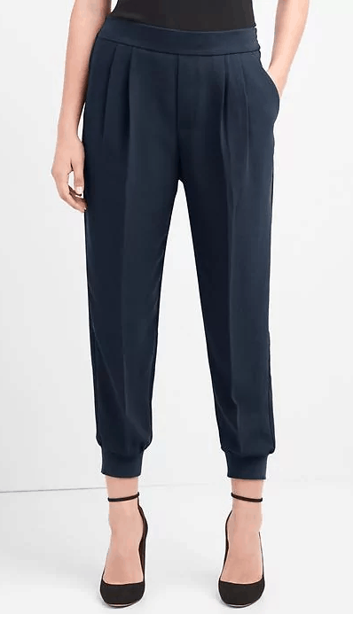crepe pleated joggers