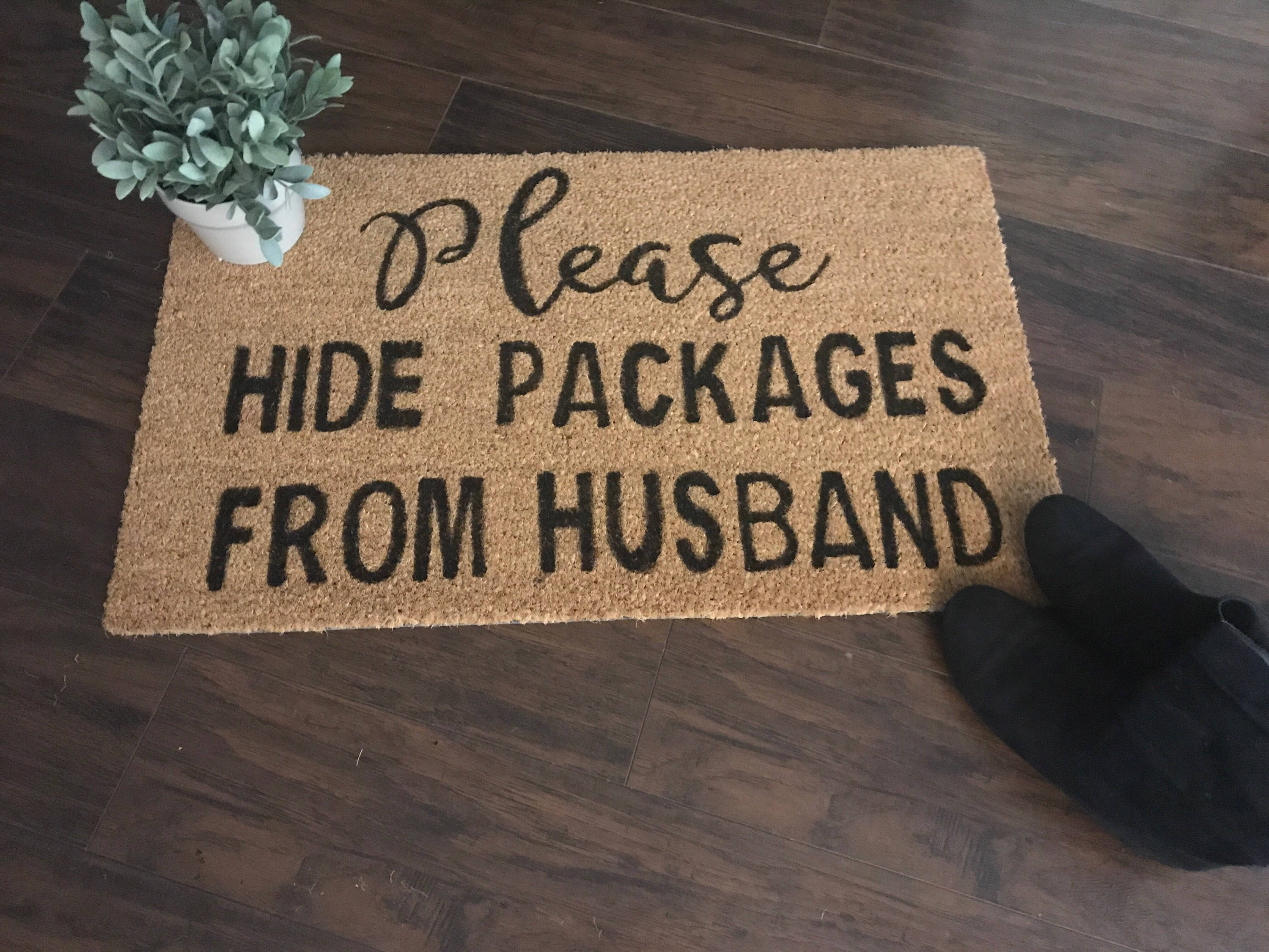 please hide packages from husband doormat