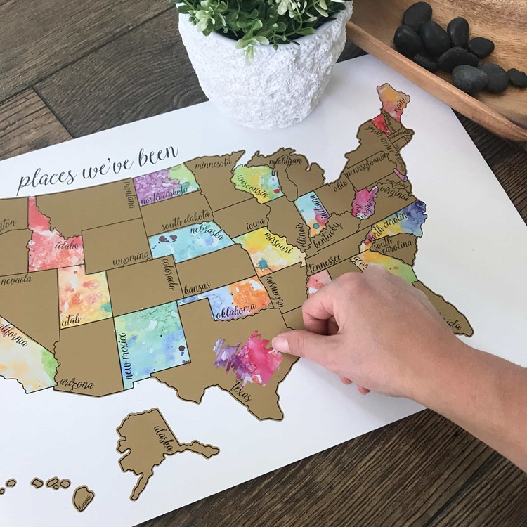 watercolor scratch off map