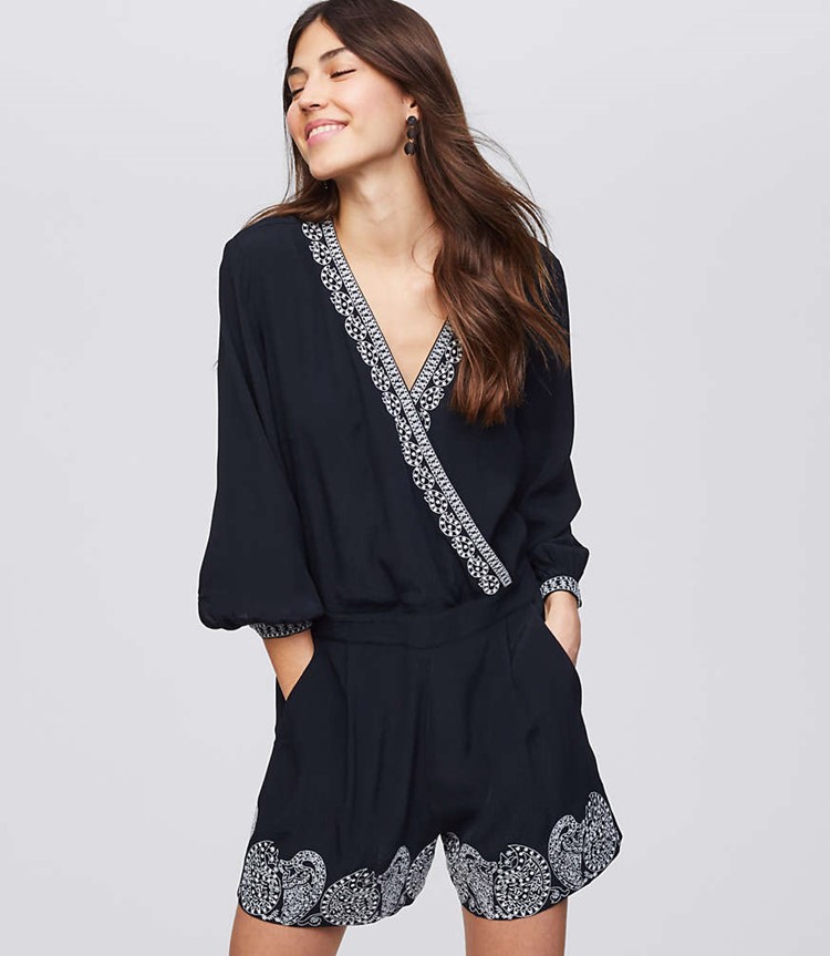 embroidered wrap romper