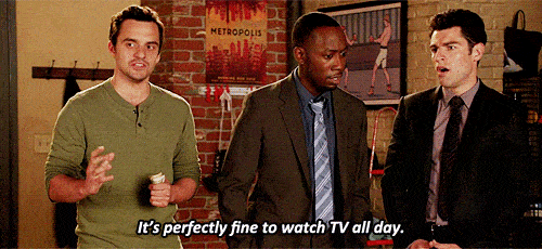 new girl watch tv all day