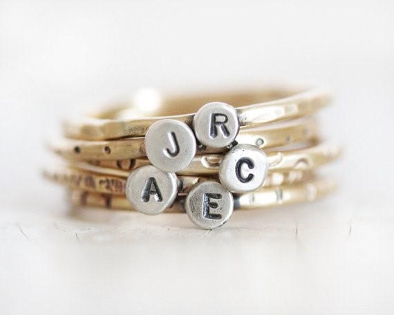 personalized initial stacking rings