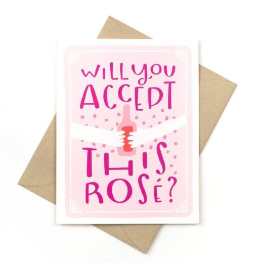 Will You Accept This Rose Wine Valentine's Day Card