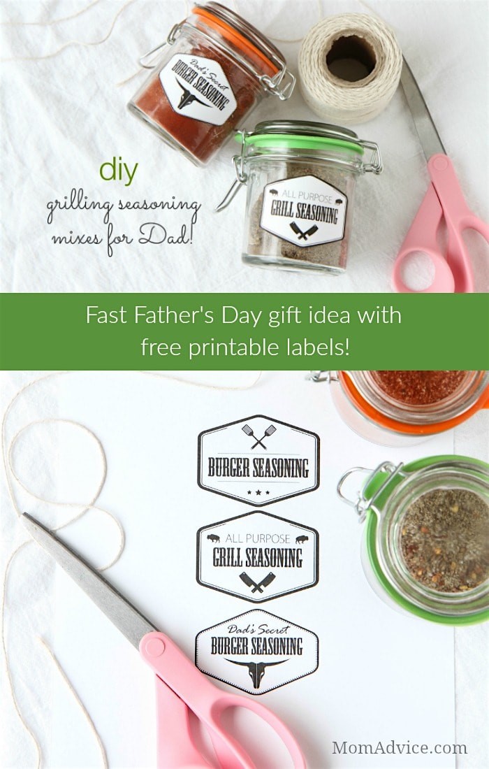 DIY Grilling Seasoning Mixes for Father's Day with printable labels