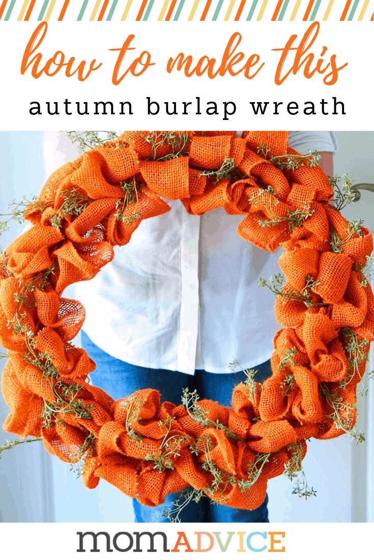 how to make an autumn burlap wreath from momadvice.com