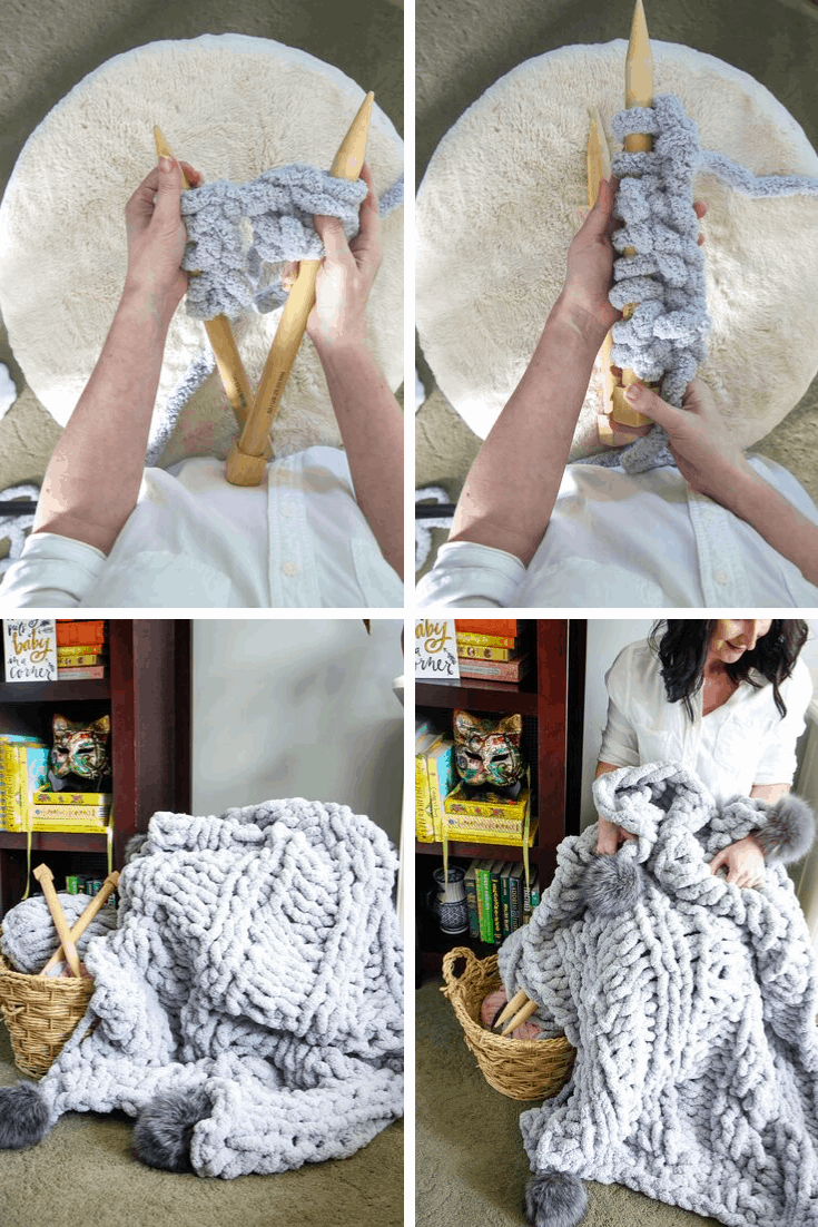 DIY Chunky Knit Blanket from MomAdvice.com